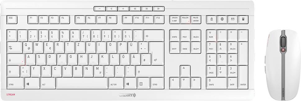 CHERRY Stream Funk, Kabellos Tastatur, Maus-Set Deutsch, QWERTZ Grau