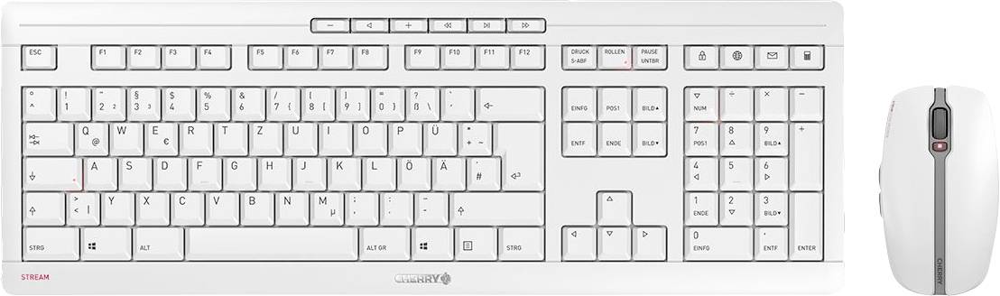 CHERRY STREAM Funk, Kabellos Tastatur, Maus-Set Deutsch, QWERTZ Grau