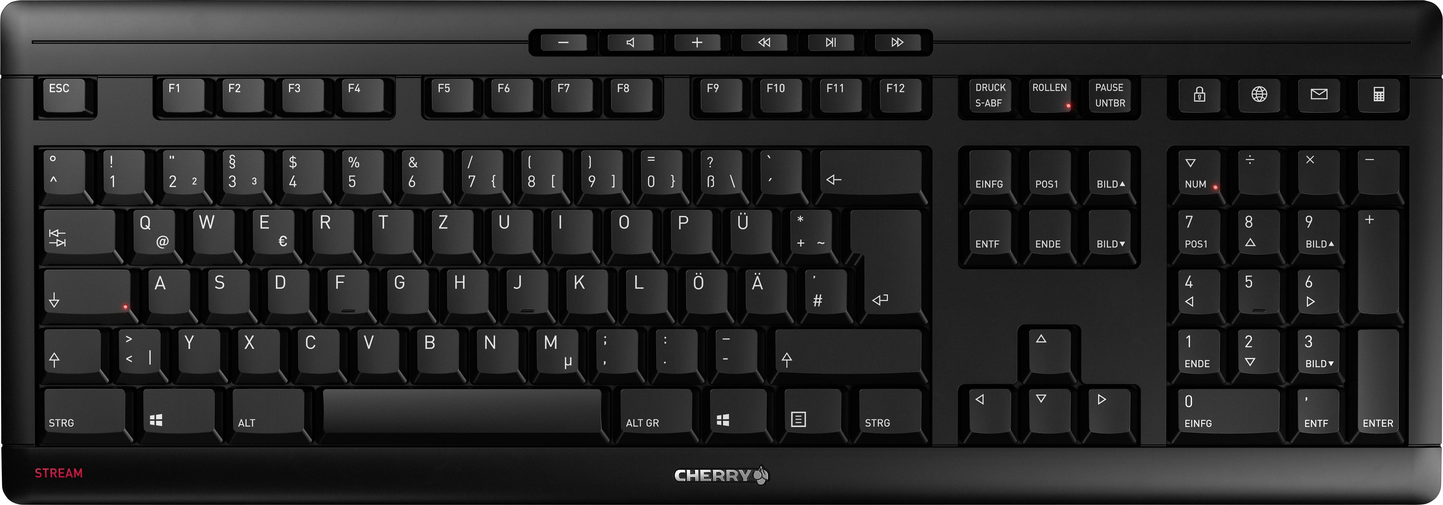 CHERRY STREAM Funk, Kabellos Tastatur, Maus-Set Deutsch, QWERTZ Schwarz