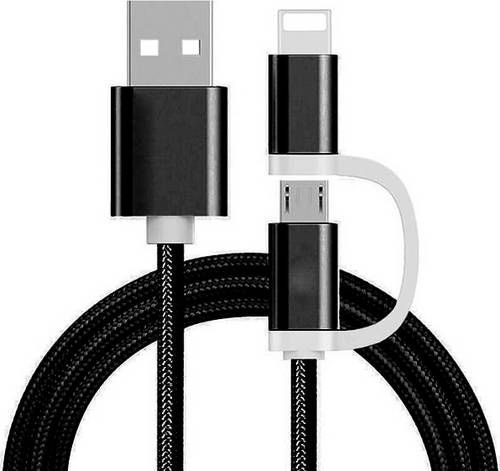 iPad/iPhone/iPod Anschlusskabel [1x Micro-USB-Stecker, Apple Lightning-Stecker - 1x ] 1.00m Schwarz