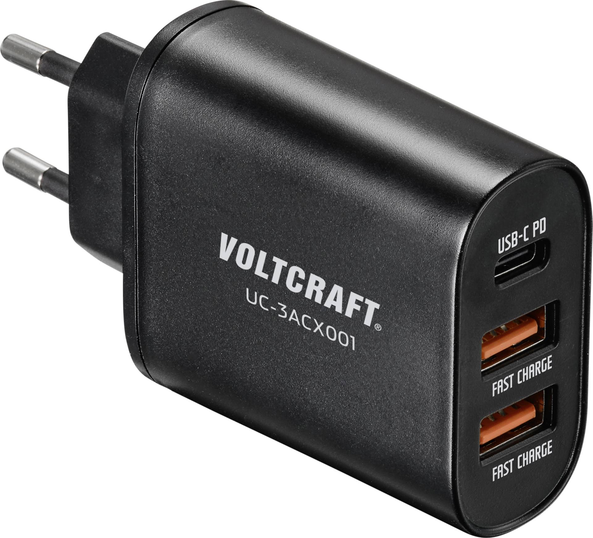 VOLTCRAFT UC-3ACX001 USB Ladegerät 38W 2x USB-A, 1x USB-C® USB PD Schwarz Innenbereich