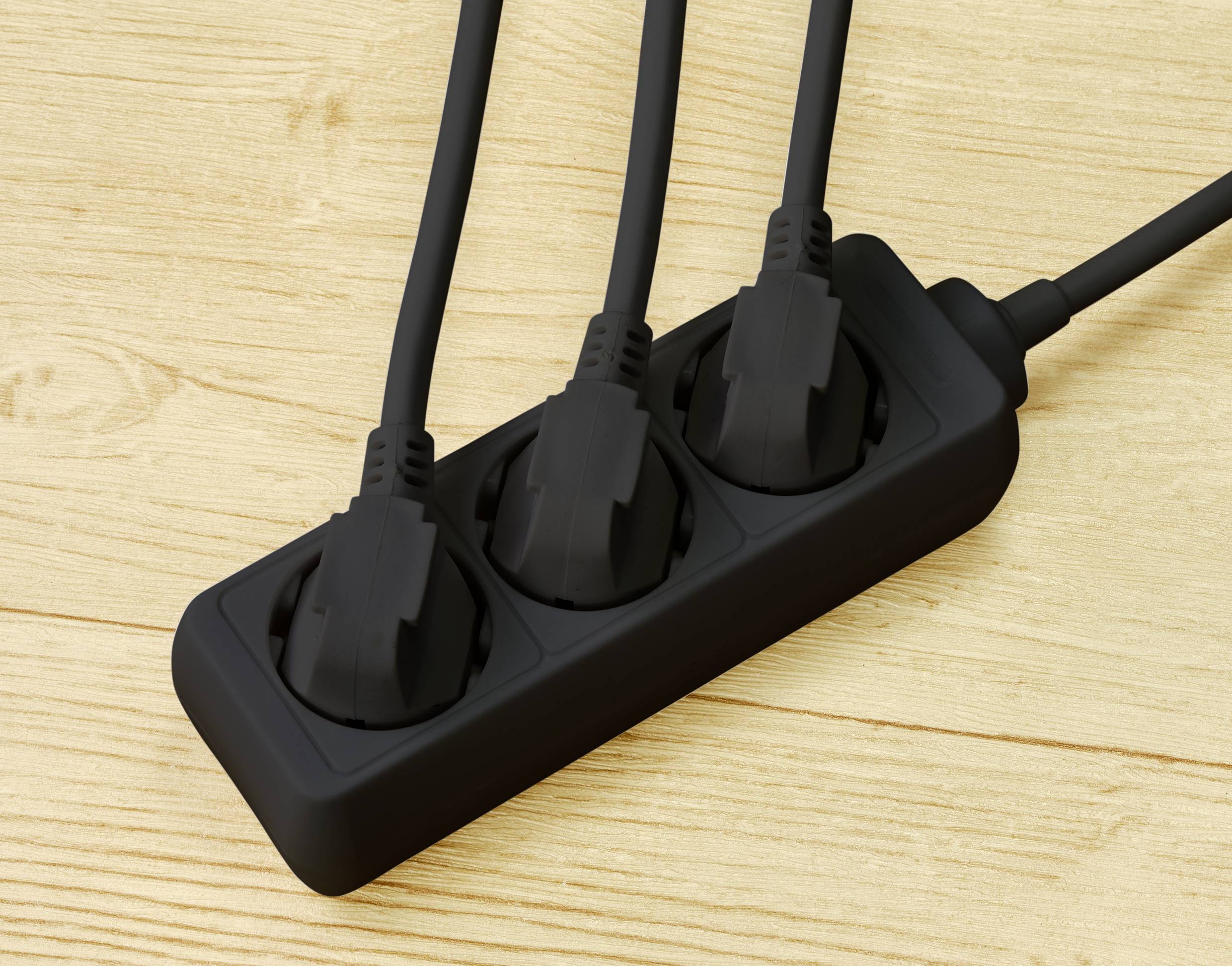 Sygonix SY-4892462 Steckdosenleiste 3fach Schwarz Schutzkontakt 1St.