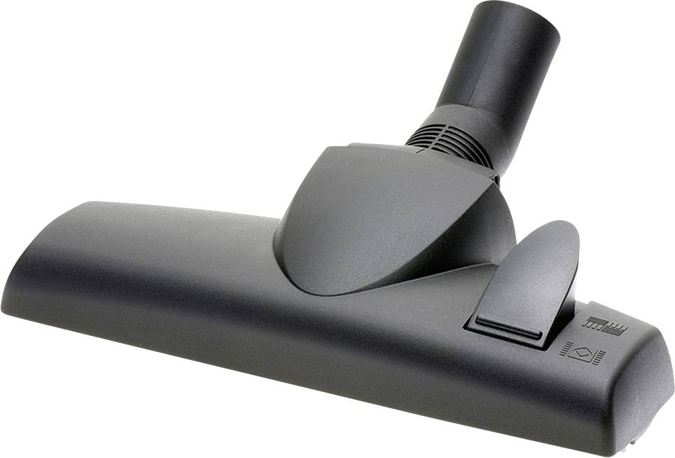 Ein schwarzer Staubsaugeraufsatz für Teppiche und harte Böden, mit verstellbarer Bürste für unterschiedliche Oberflächen.