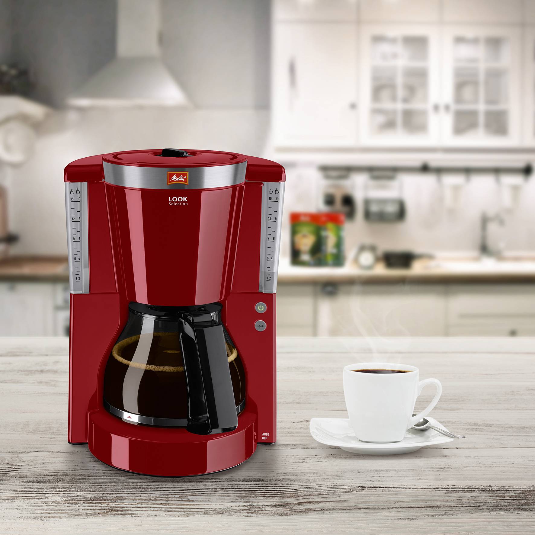 Melitta Look® Selection Kaffeemaschine Rot Fassungsvermögen Tassen=10 Glaskanne, Warmhaltefunktion