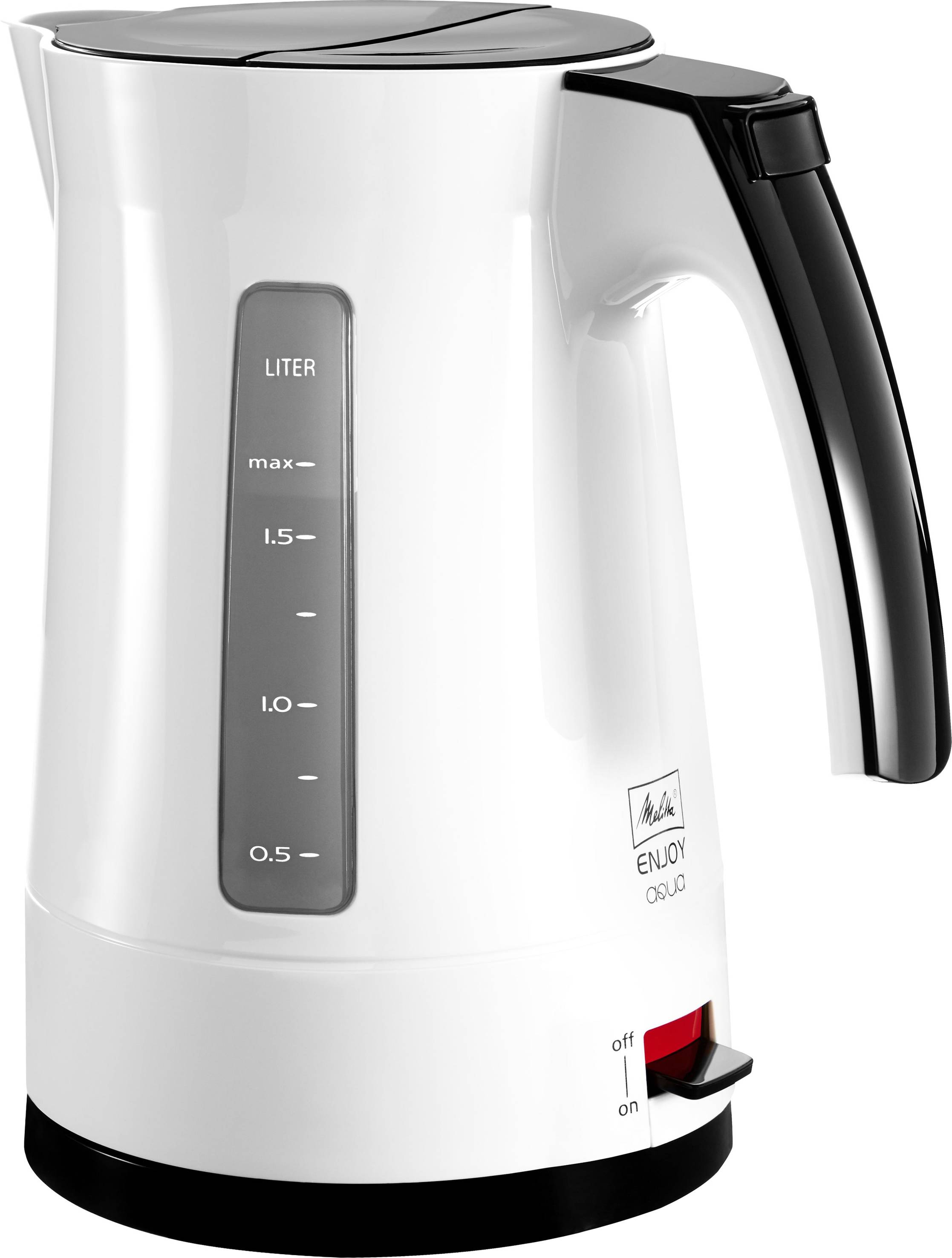 Melitta Enjoy Aqua Wasserkocher schnurlos, BPA-frei Weiß/Schwarz Fassungsvermögen: 1.7 l