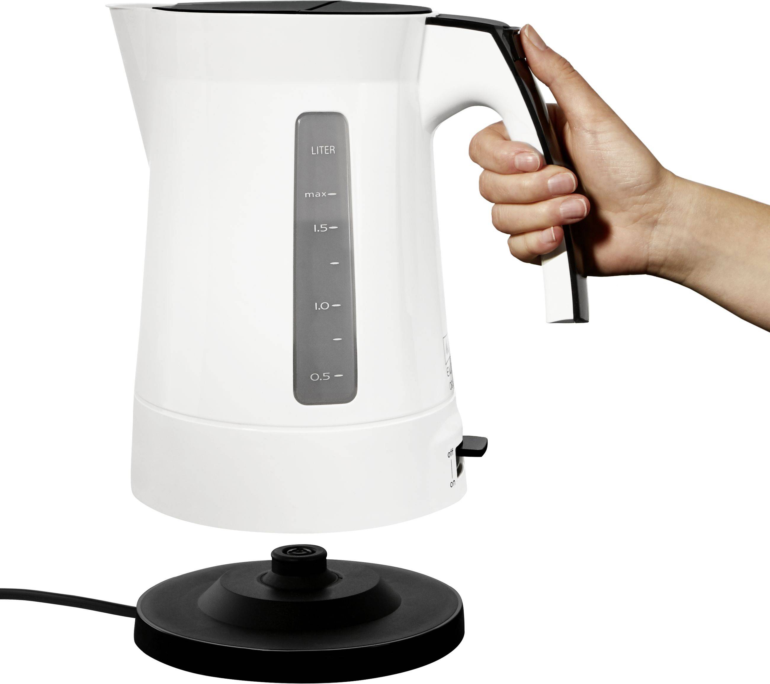 Melitta Enjoy Aqua Wasserkocher schnurlos, BPA-frei Weiß/Schwarz Fassungsvermögen: 1.7 l