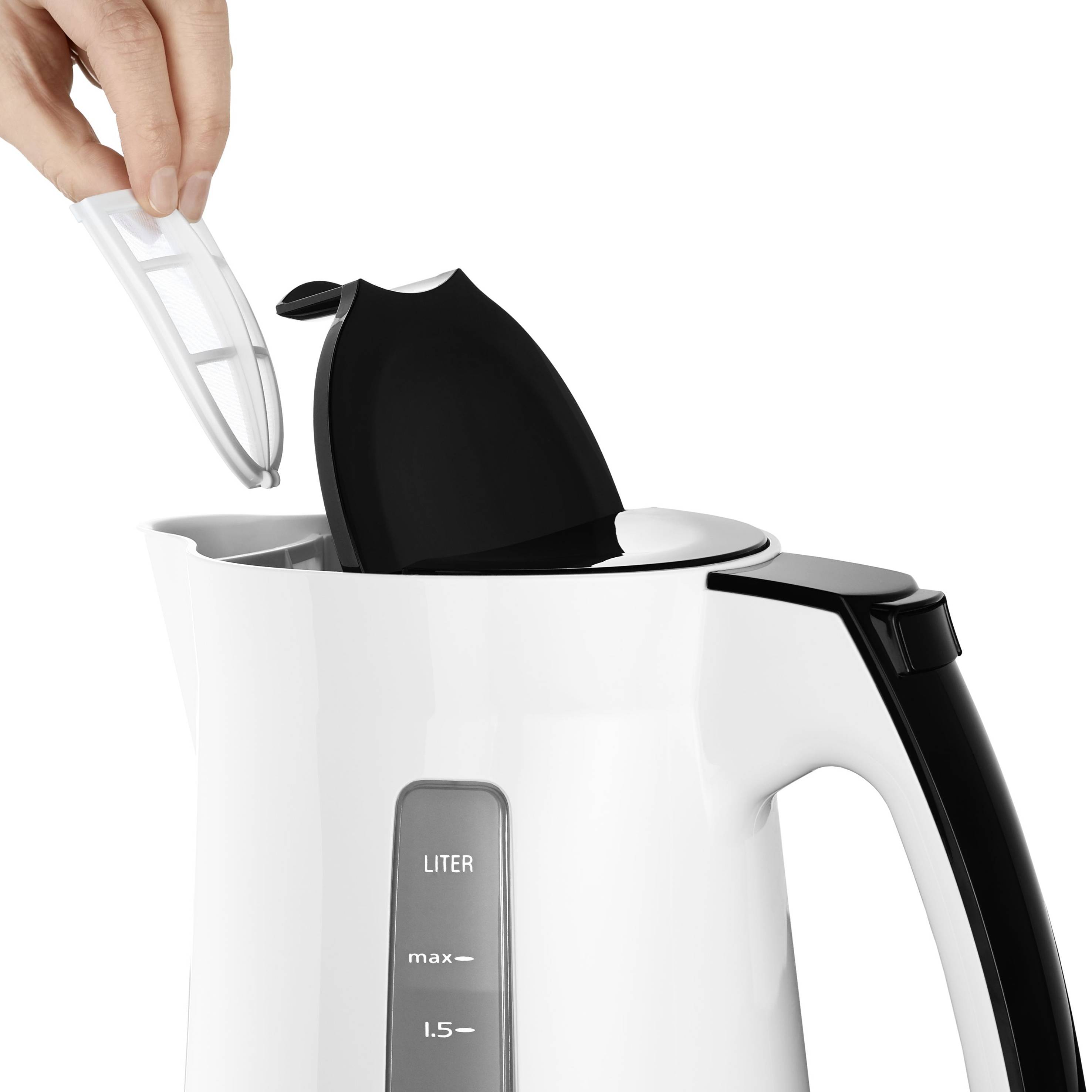 Melitta Enjoy Aqua Wasserkocher schnurlos, BPA-frei Weiß/Schwarz Fassungsvermögen: 1.7 l