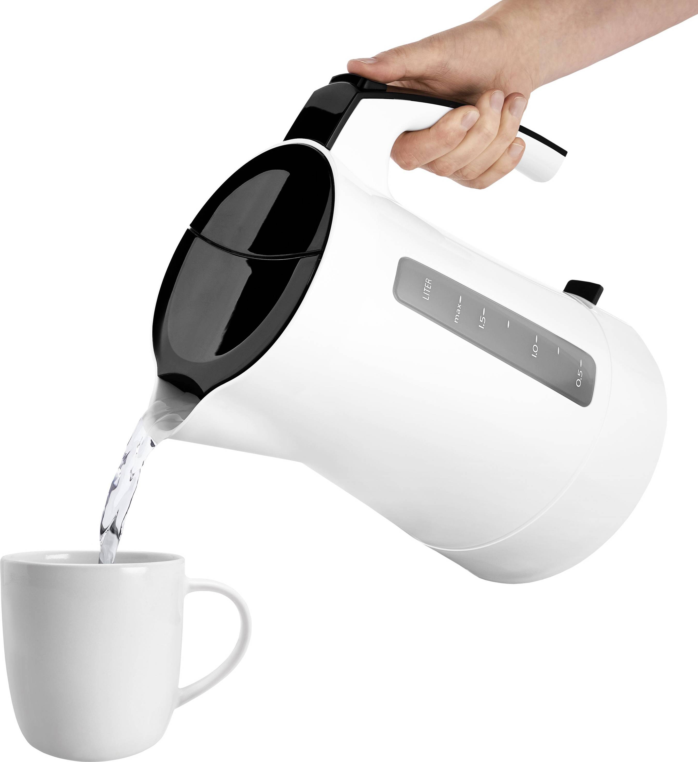 Melitta Enjoy Aqua Wasserkocher schnurlos, BPA-frei Weiß/Schwarz Fassungsvermögen: 1.7 l