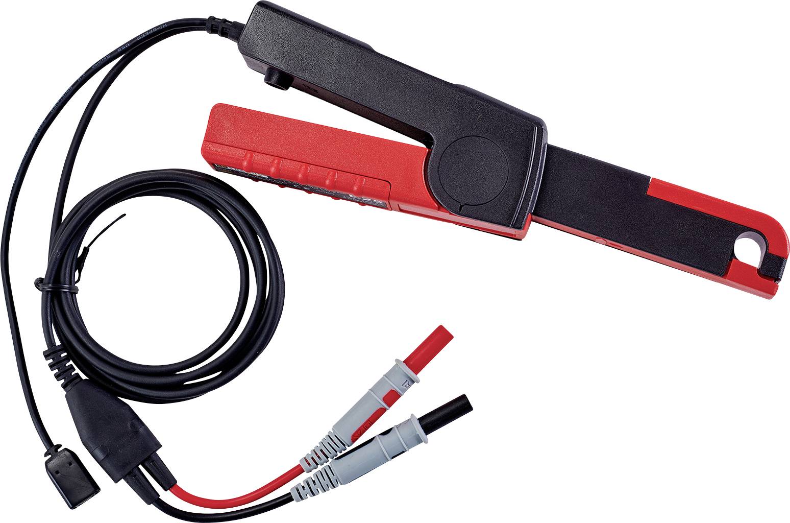 Stromzange mit abgewinkeltem Griff und Kabel, verwendet zur Messung von elektrischem Strom ohne Schaltkreisunterbrechung.