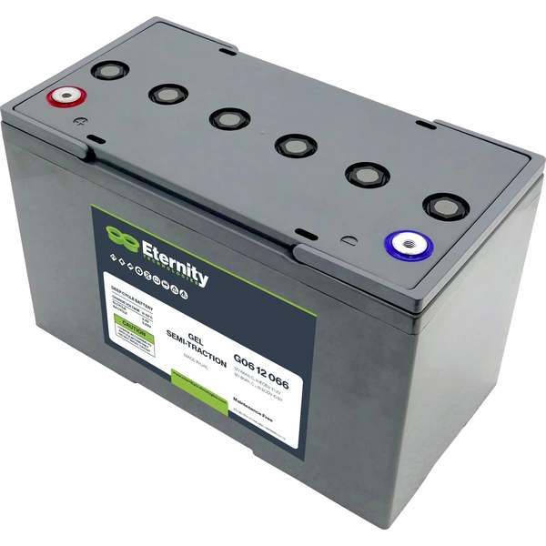 Eternity Traction G06 12 066 Bleiakku 12V 66Ah Blei-Gel (B x H x T) 254 x 205 x 203mm M6-Schraubanschluss Eternity Traction G06 12 066 Bleiakku 12V 66Ah Blei-Gel (B x H x T) 254 x 205 x 203mm M6-Schraubanschluss