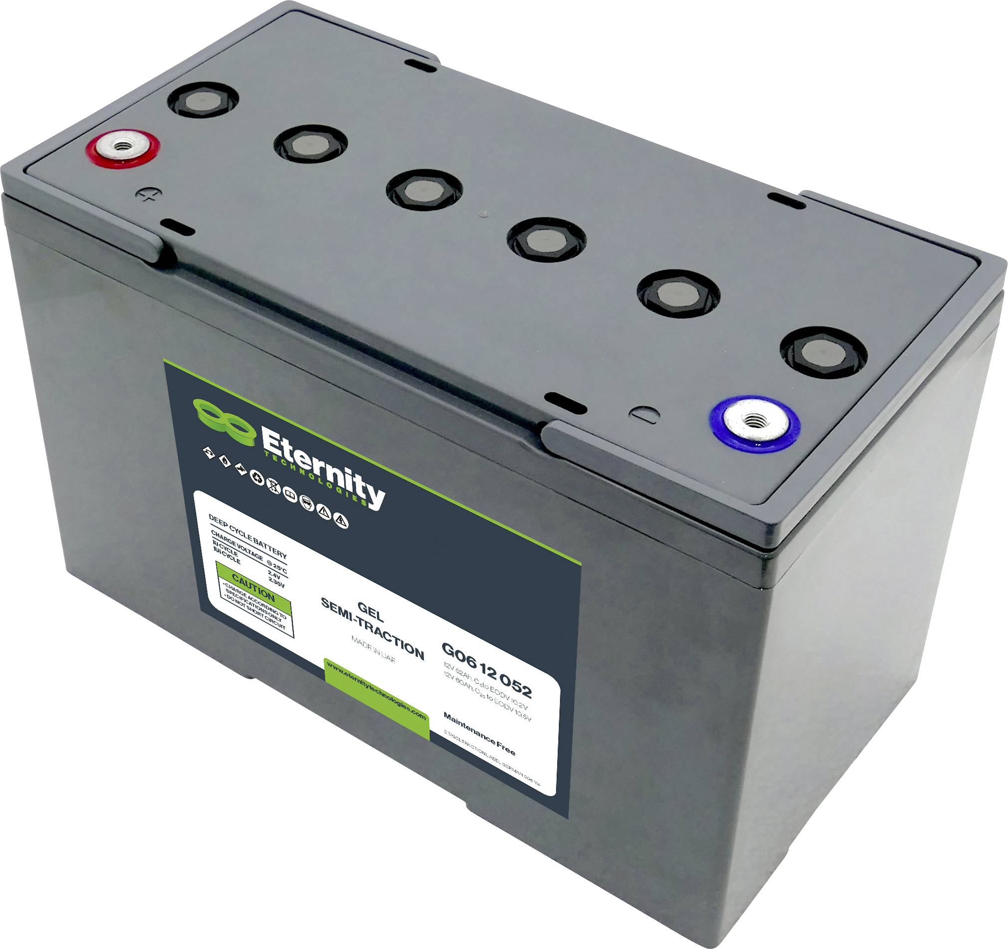 Eternity Traction G06 12 052 Bleiakku 12V 52Ah Blei-Gel (B x H x T) 254 x 177 x 168mm M6-Schraubanschluss