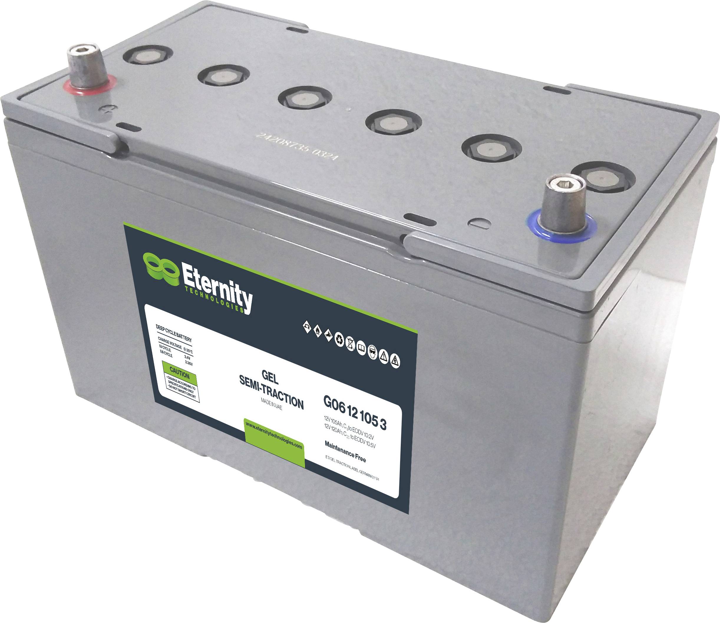 Eternity Traction G06 12 105 3 Bleiakku 12V 105Ah Blei-Gel (B x H x T) 329 x 282 x 170mm Konuspol