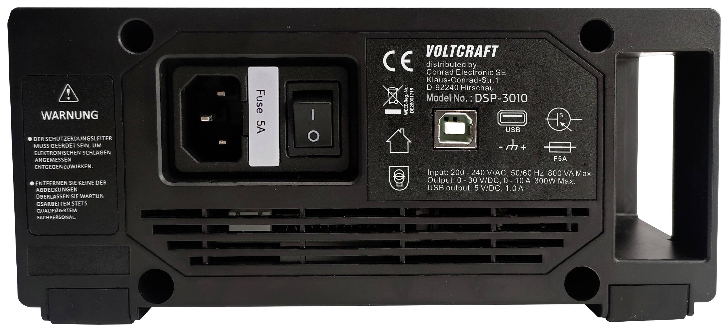 VOLTCRAFT DSP-3010 Labornetzgerät, einstellbar 0 - 30V 0 - 10A 300W USB 2.0 Buchse A fernsteuerbar Anzahl Ausgänge 1 x