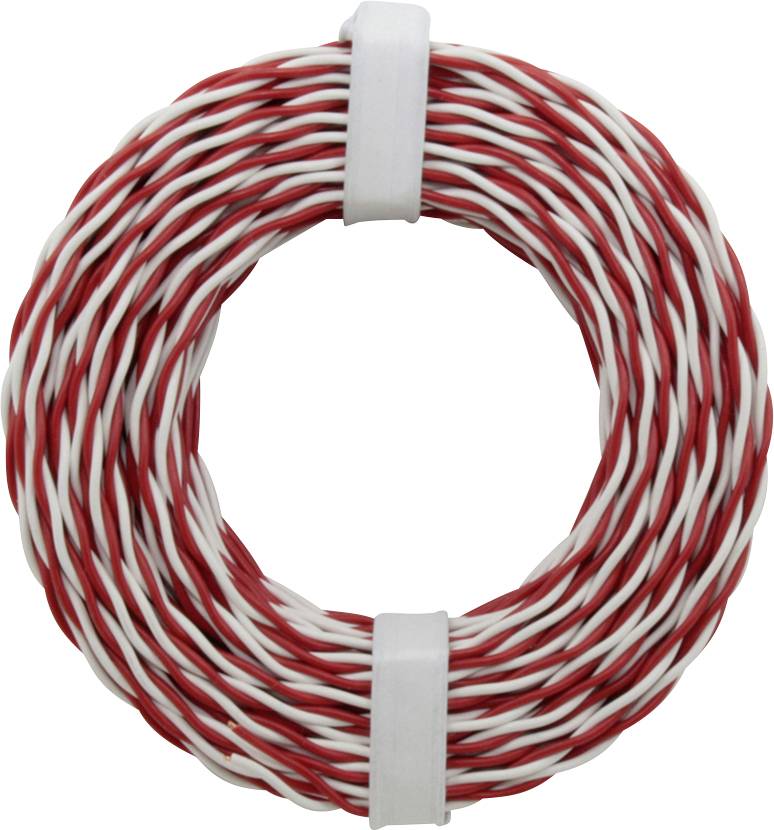 Eine rot-weiß gedrehte Schnur, sauber zu einem Kreis gebunden, mit zwei weißen Bändern zur Befestigung.