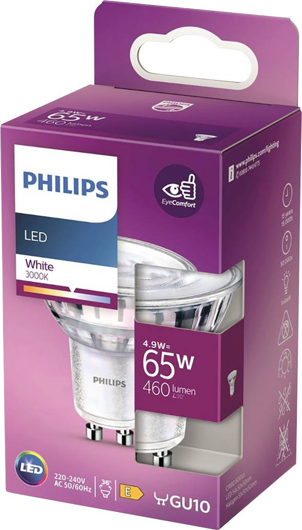 Philips LED 871951430859600 LED EEK E (A - G) GU10 Reflektor 4.7W = 65W Warmweiß (Ø x L) 50mm x 54mm 1St.