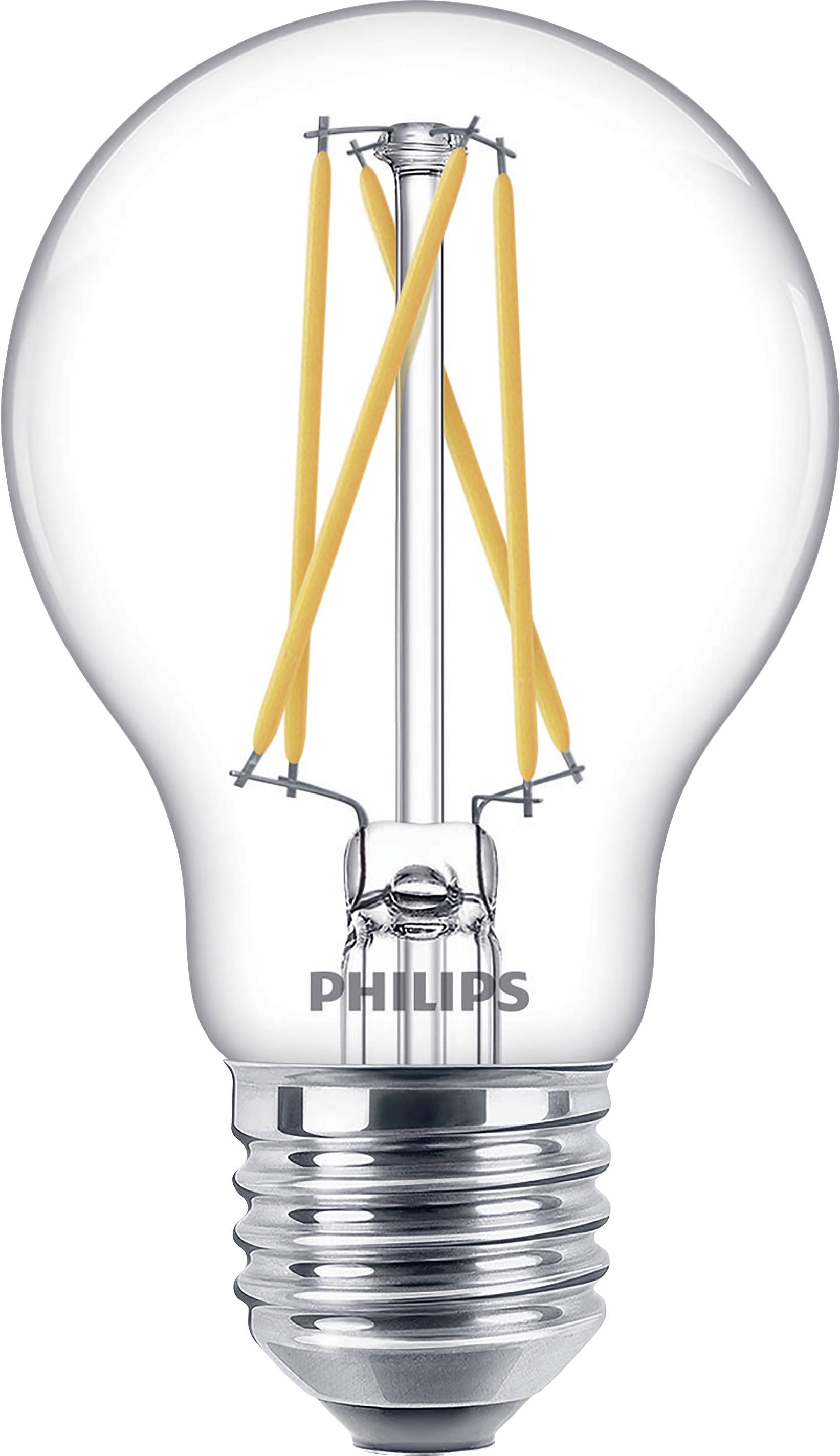 Eine Glühbirne mit sichtbaren Leuchtfäden, ähnlich einer klassischen Glühbirne, jedoch mit moderner LED-Technologie.