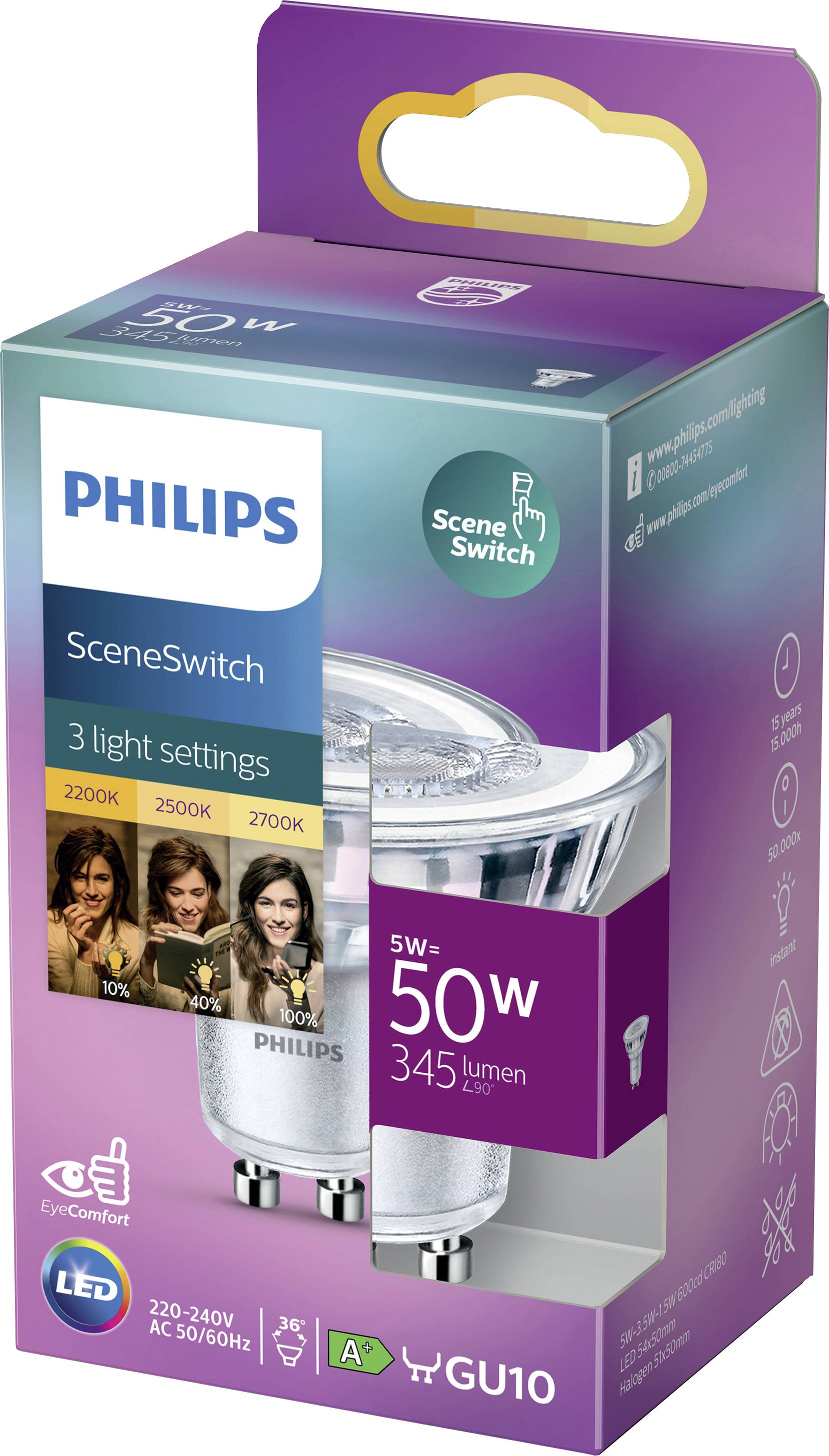 Philips LED 871951430778000 LED EEK F (A - G) GU10 Reflektor 4.6W = 50W Warmweiß (Ø x L) 50mm x 54mm 1St.