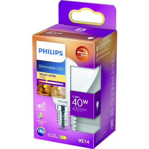 Philips Lighting 871951432447300 LED EEK D (A - G) E14 Tropfenform 3.4W = 40W Warmweiß (Ø x L) 45mm x 80mm 1St.