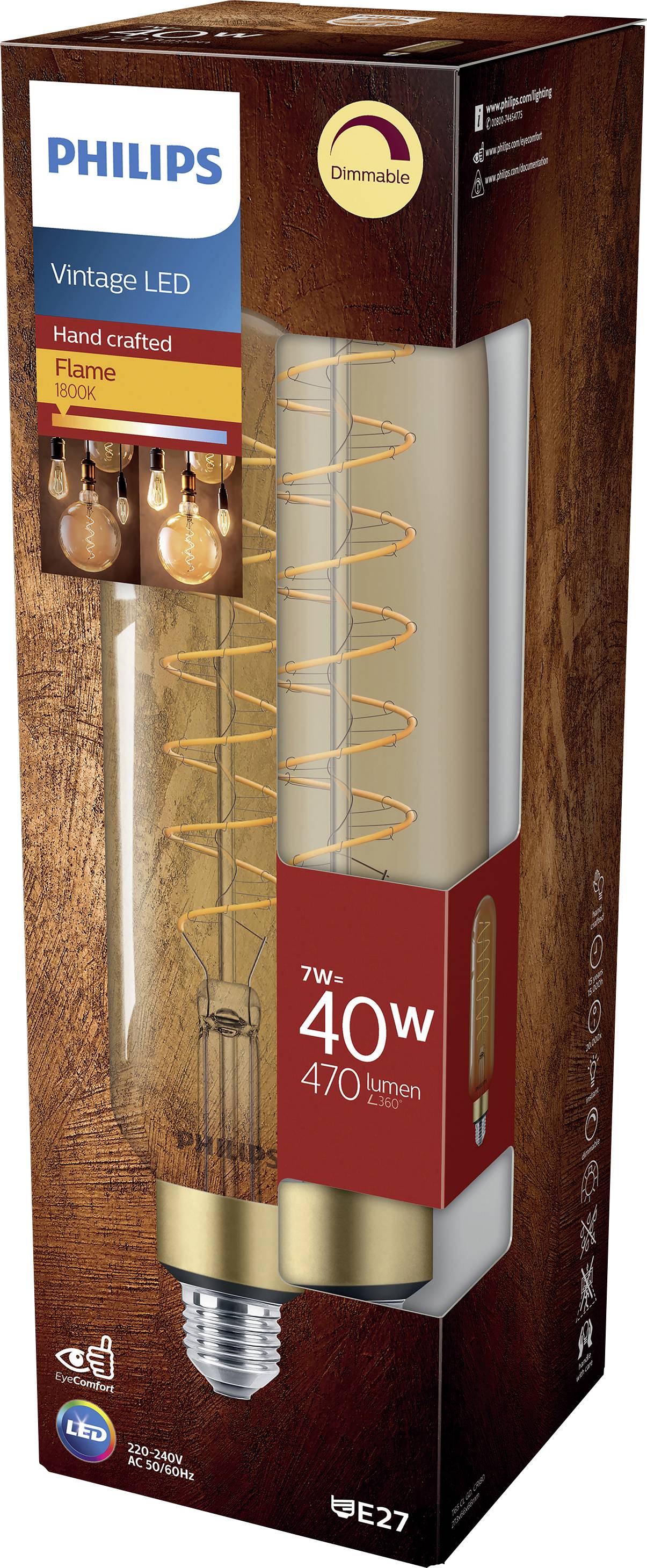 Philips LED 871951431380400 LED E27 Stabform 6.5 W = 40 W Warmweiß (Ø x L) 66 mm x 273 mm 1 St.