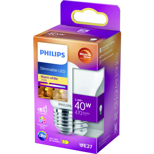 Philips Lighting 871951432449700 LED EEK D (A - G) E27 Tropfenform 3.4W = 40W Warmweiß (Ø x L) 45mm x 78mm 1St.