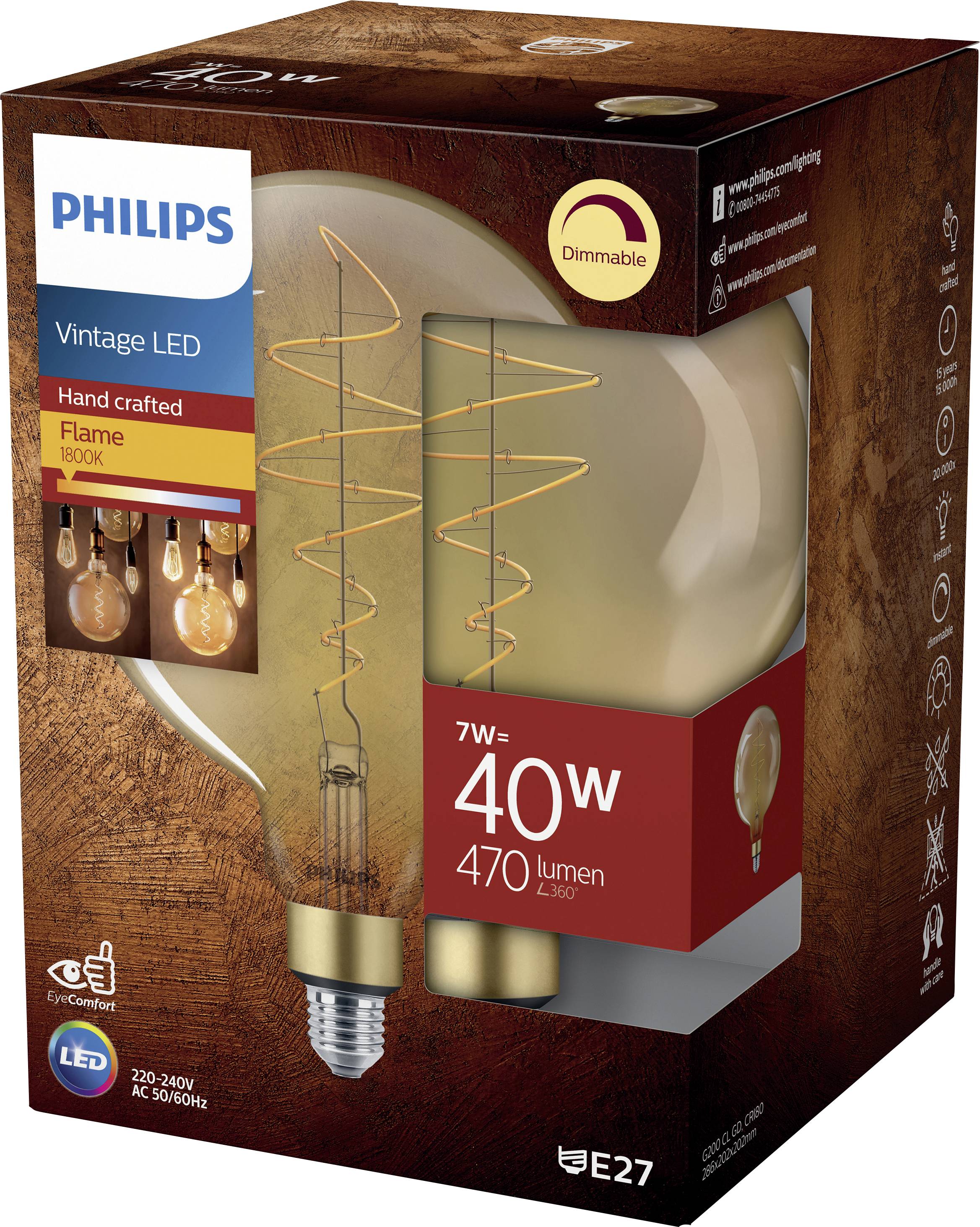 Philips LED 871951431378100 LED E27 Globeform 6.5W = 40W Warmweiß (Ø x L) 202mm x 286mm 1St.