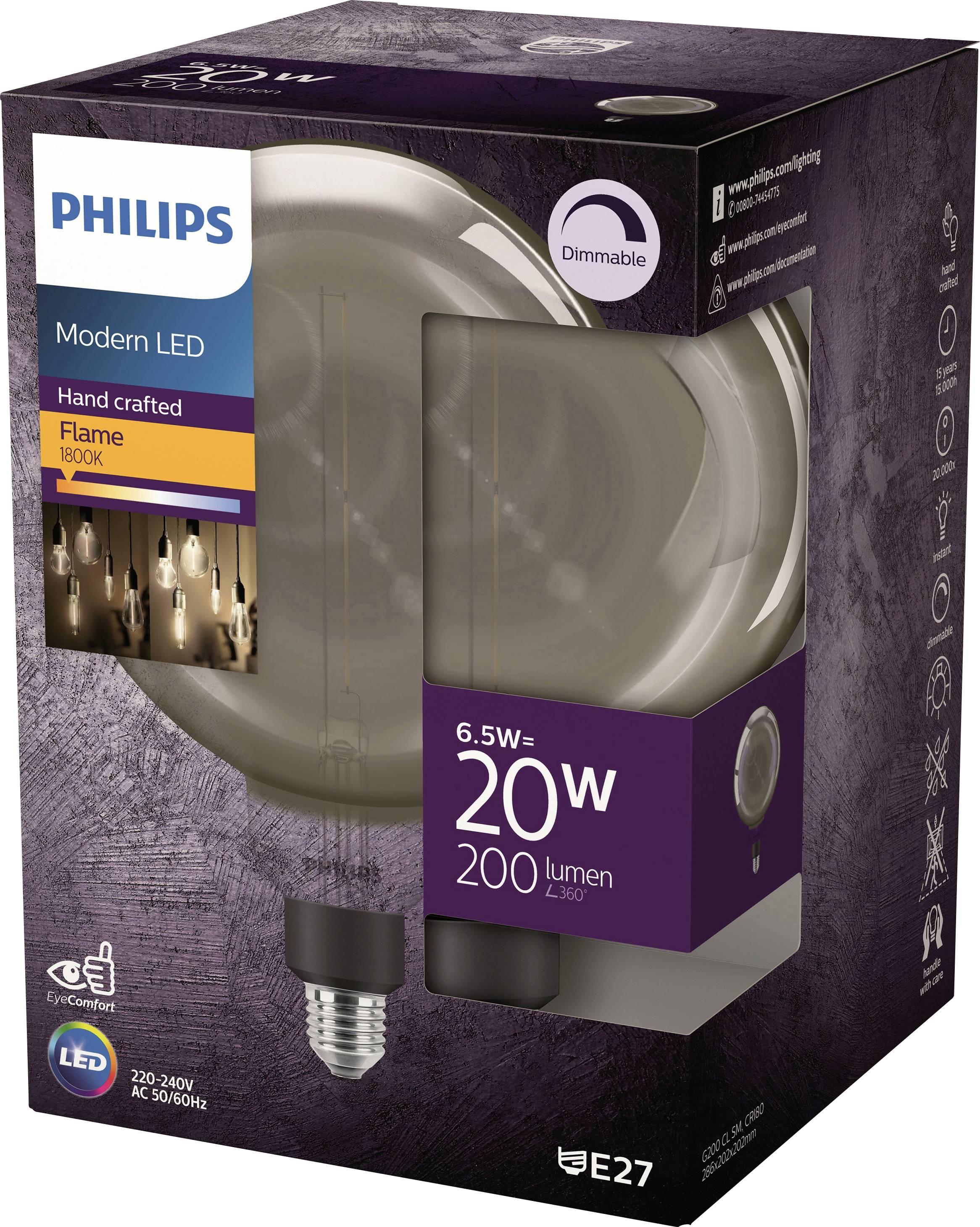 Philips LED 871951431539600 LED E27 Globeform 6.5 W = 25 W Warmweiß (Ø x L) 202 mm x 286 mm 1 St.