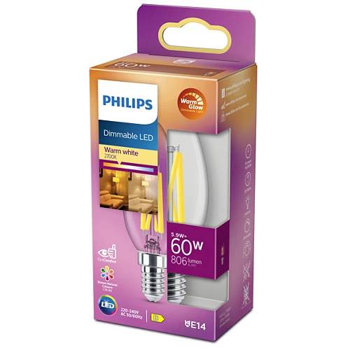 Philips LED 871951432455800 LED EEK D (A - G) E14 Kerzenform 5.9W = 60W Warmweiß (Ø x L) 35mm x 97mm 1St.