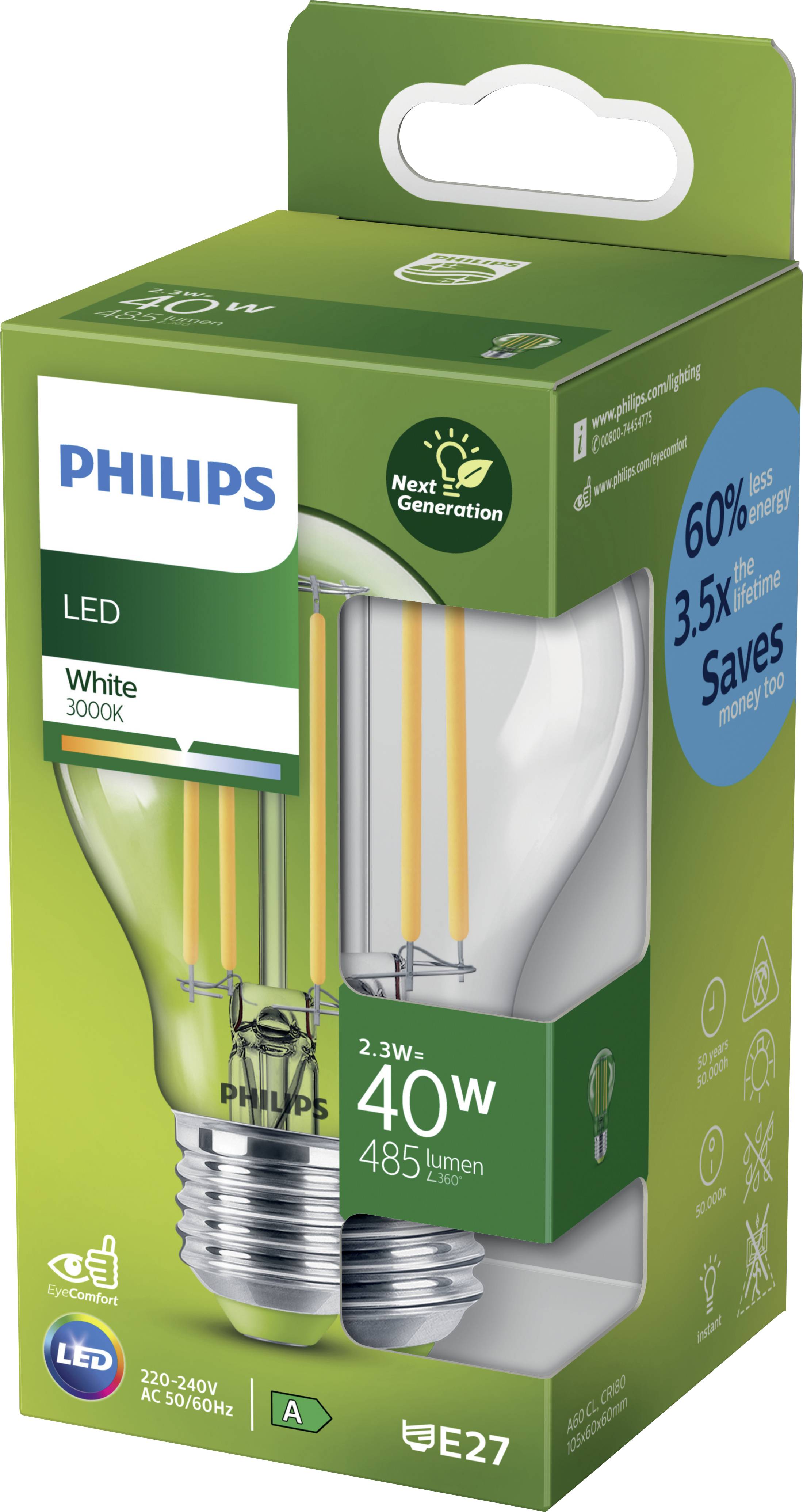 Philips LED 871951434378800 LED EEK A (A - G) E27 Glühlampenform 4 W = 60 W Warmweiß (Ø x L) 60 mm x 106 mm 1 St.