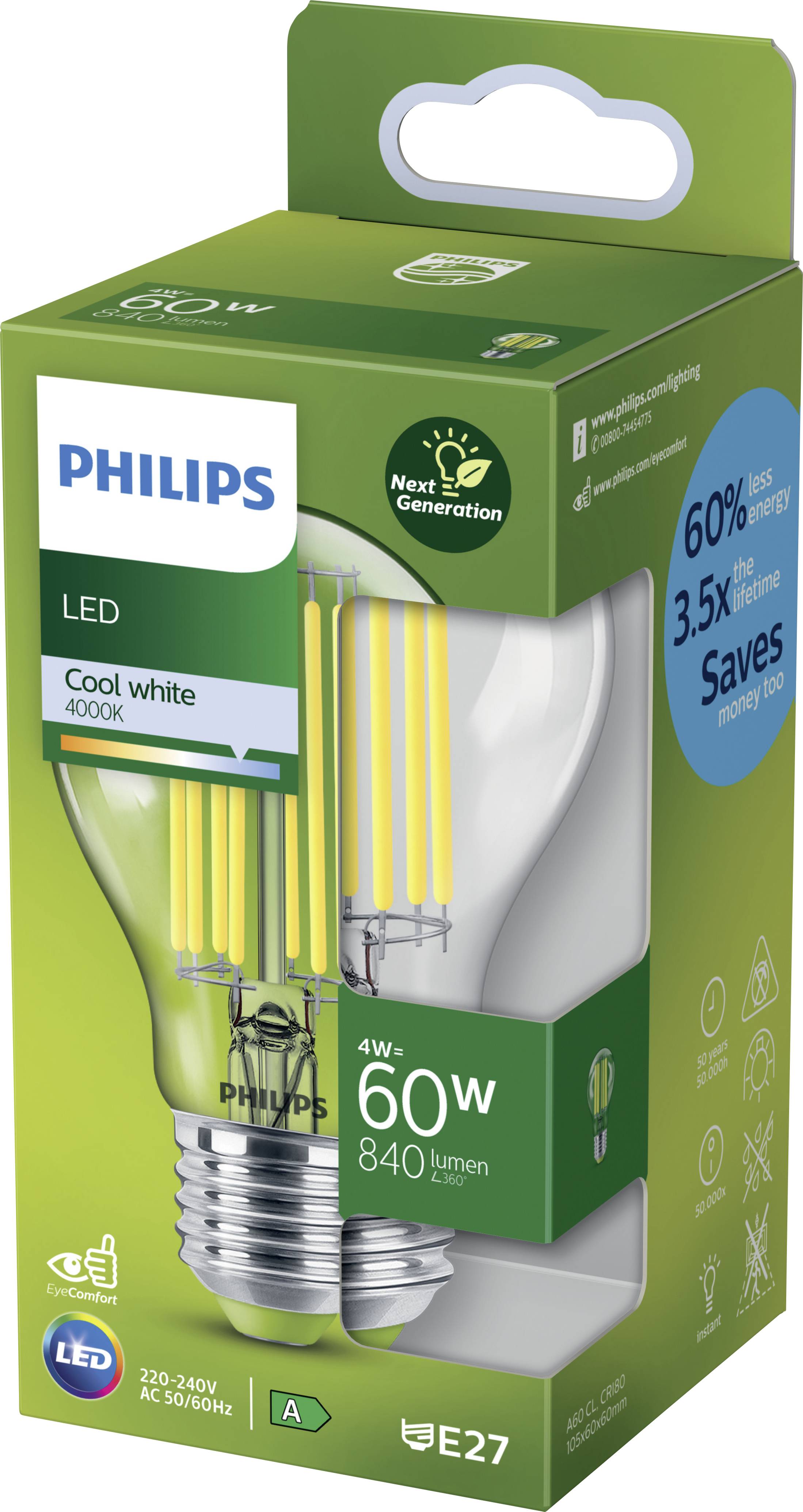 Philips LED 871951434372600 LED EEK A (A - G) E27 Glühlampenform 2.3 W = 40 W Warmweiß (Ø x L) 60 mm x 106 mm 1 St.