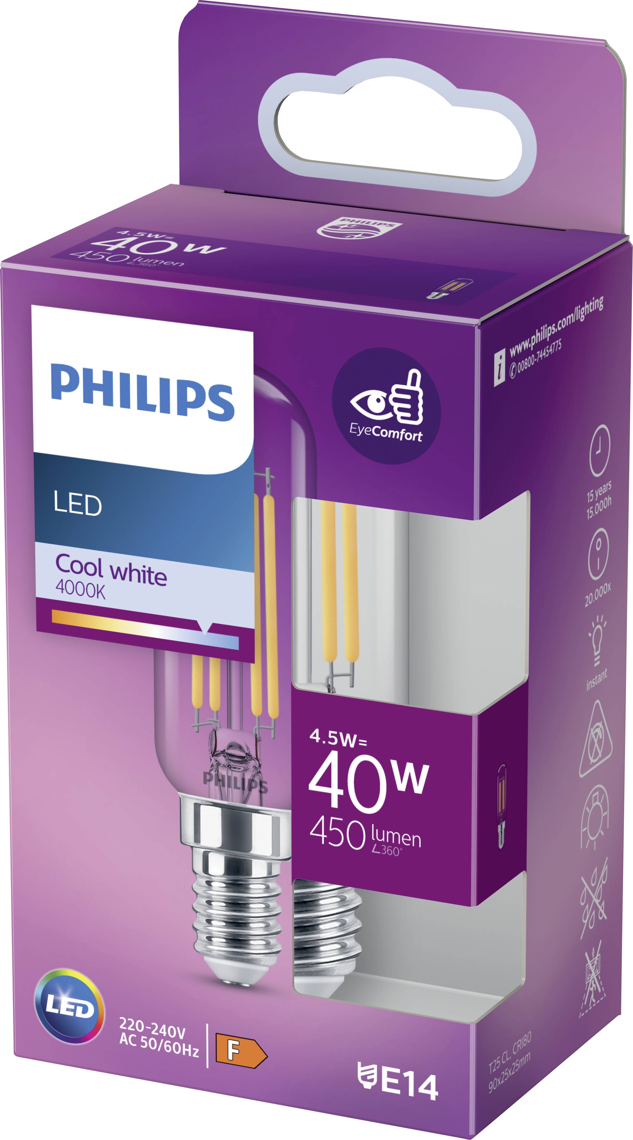 Philips LED 871951436146100 LED EEK E (A - G) E14 Stabform 6.5W = 60W Warmweiß (Ø x L) 25mm x 90mm 1St.