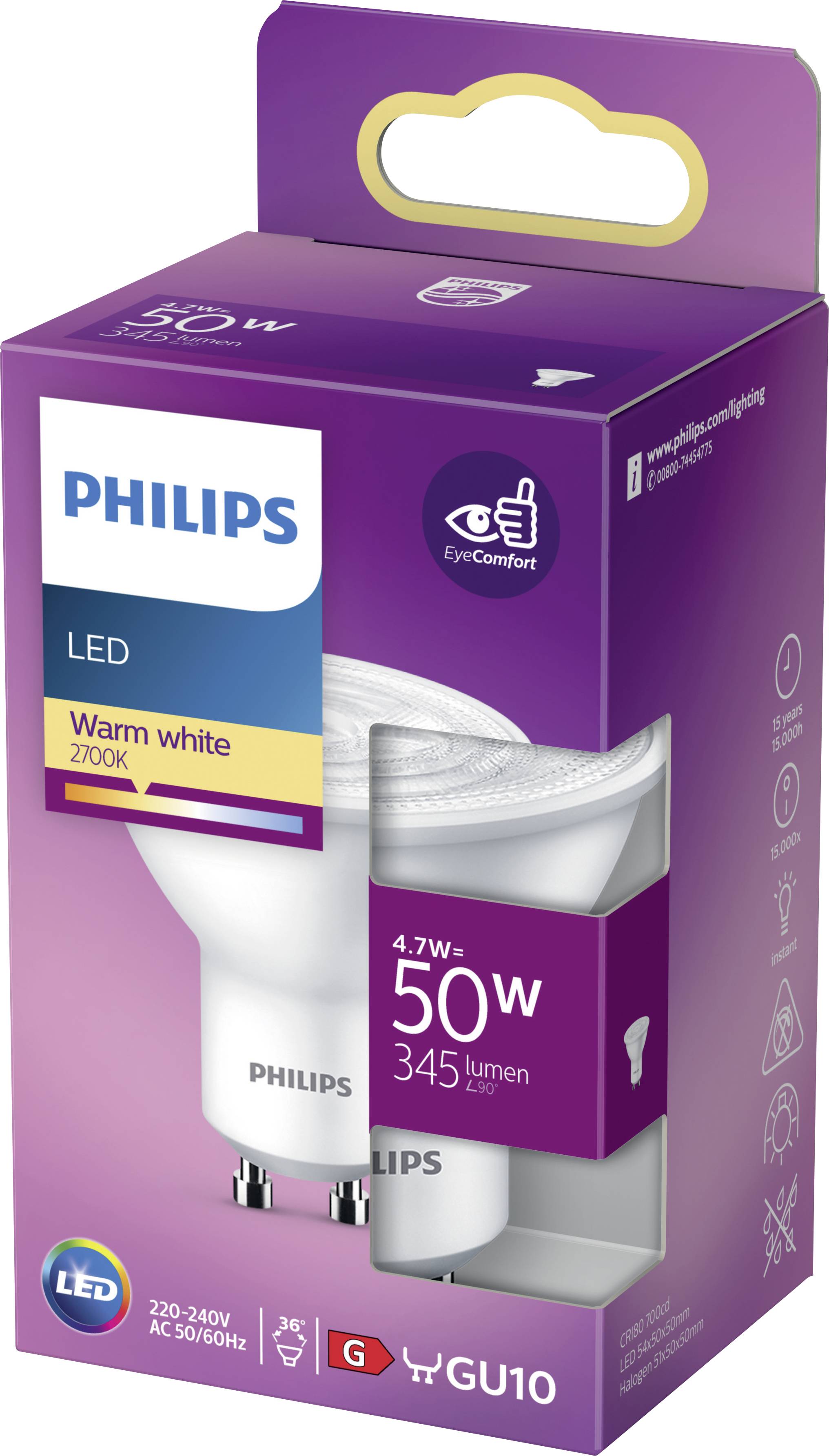 Philips Lighting 871951436144700 LED EEK E (A - G) B15d Stabform 6.5W = 60W Warmweiß (Ø x L) 20mm x 88mm 1St.