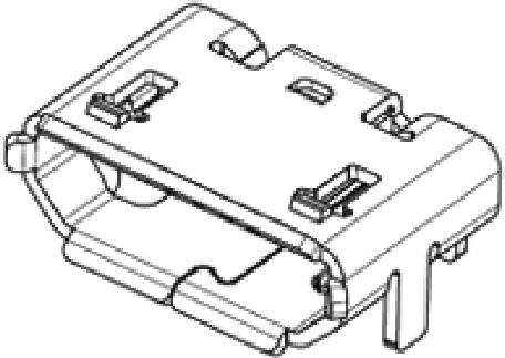 Technische Zeichnung eines USB-Steckverbinders, der Struktur und Anschlussdetails zeigt.
