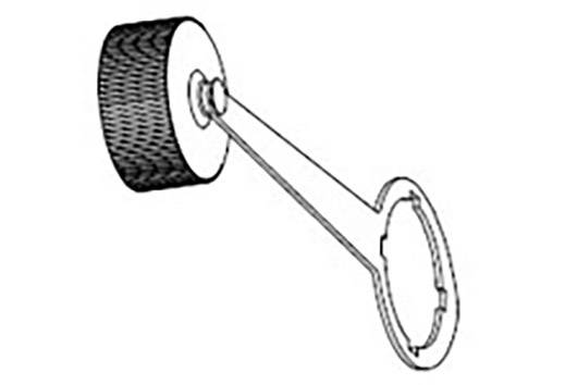 Zeichnung einer Kurbelschleifmaschine mit einem rundem Schleifrad links, das durch einen Arm mit einer runden Halterung rechts verbunden ist.
