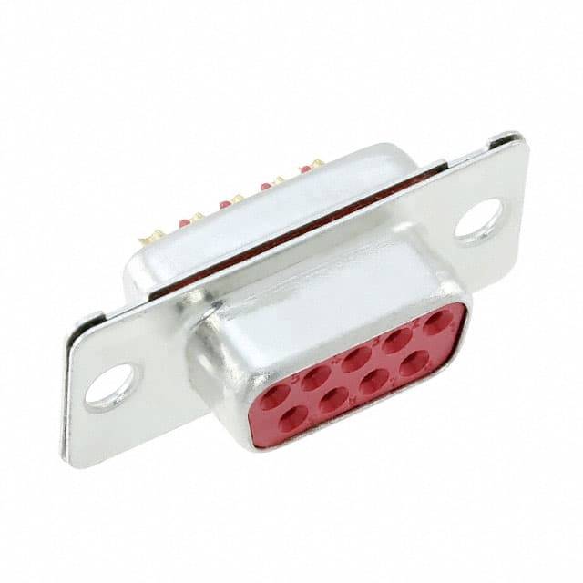 D-Sub-Steckeradapter mit neun Pins, rechteckige Form. Gehäuse aus Metall, rote Kunststofffassung, zur Datenübertragung verwendet.