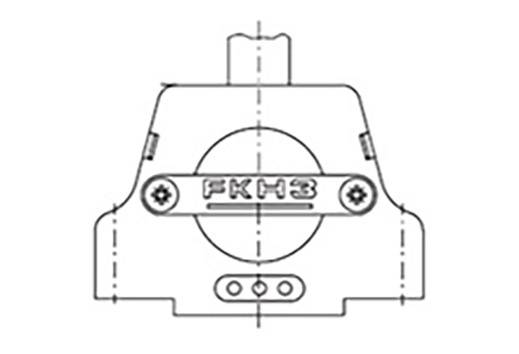 Technische Zeichnung eines mechanischen Bauteils mit der Aufschrift 'FKH3' und Bohrungen für Befestigungsschrauben.