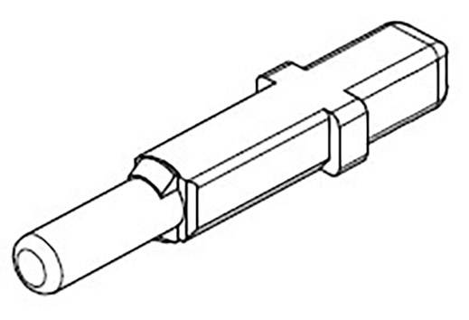 Strichzeichnung eines rechteckigen Steckverbinders mit zylindrischem Ende, verwendet für elektronische oder mechanische Verbindungen.