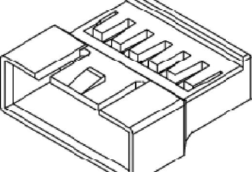 Eine schematische Zeichnung eines RJ45-Steckers, der die acht Kontaktstifte und das Gehäuse zur Verwendung in Netzwerkkabeln zeigt.