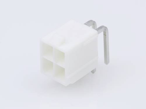 Molex 39300040 Mini-Fit Jr. Header, Dual Row, Right-Angle, with Snap-in Plastic Peg PCB Lock, 4 Circ