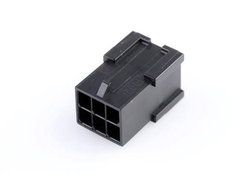 Molex 430200601 Micro-Fit 3.0 Plug Housing, Dual Row, 6 Circuits, UL 94V-0, Low-Halogen, Black