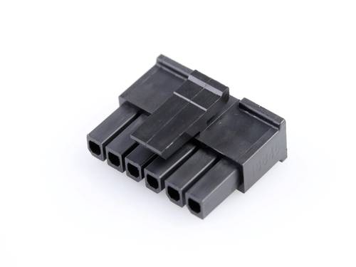 Molex 436450600 Micro-Fit 3.0 Receptacle Housing, Single Row, 6 Circuits, UL 94V-0, Black