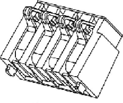 Technische Zeichnung eines V6-Motors mit sechs Zylindern und Kurbelwellen. Zeigt Details der Zylinderanordnung und Kurbelwellenmechanik.
