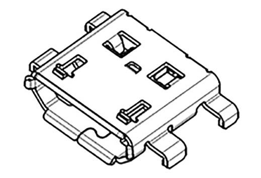 Illustration eines elektrischen Steckverbinders, mit rechteckigem Gehäuse und vier Befestigungspunkten.