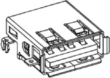 Ein schwarz-weißes Diagramm eines Computerserver-Steckplatzes mit mehreren Anschlüssen und Hebeln an den Seiten.