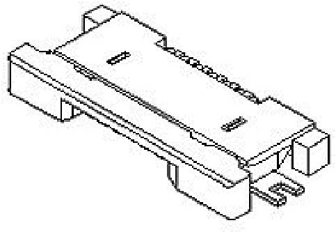 Diagramm eines elektronischen Bauteils, möglicherweise ein Anschluss oder Sockel. Zeigt detaillierte Linien und Anschlusspunkte.