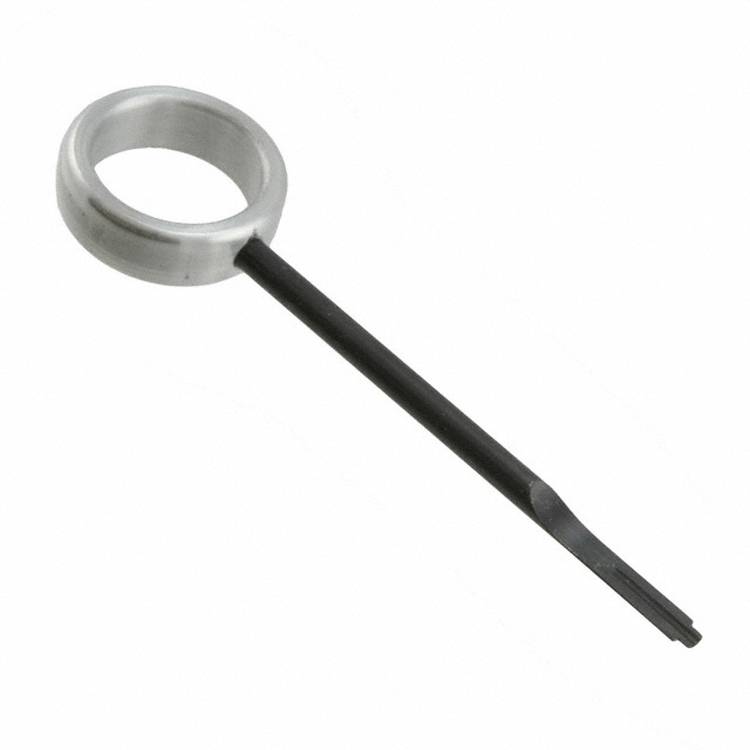Ein Metallring mit angefügtem schwarzem Griff, der als Schlüssel für spezifische Schlossmechanismen verwendet wird.