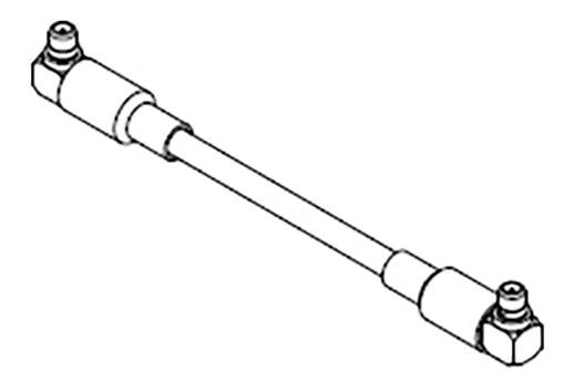 Zeichnung eines zylindrischen, einstellbaren hydraulischen Schlauchs mit Anschlüssen an beiden Enden.