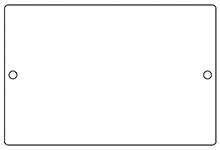 Weiße rechteckige Tafel mit zwei Bohrlöchern an den Seiten; ohne sichtbaren Text oder Symbole.