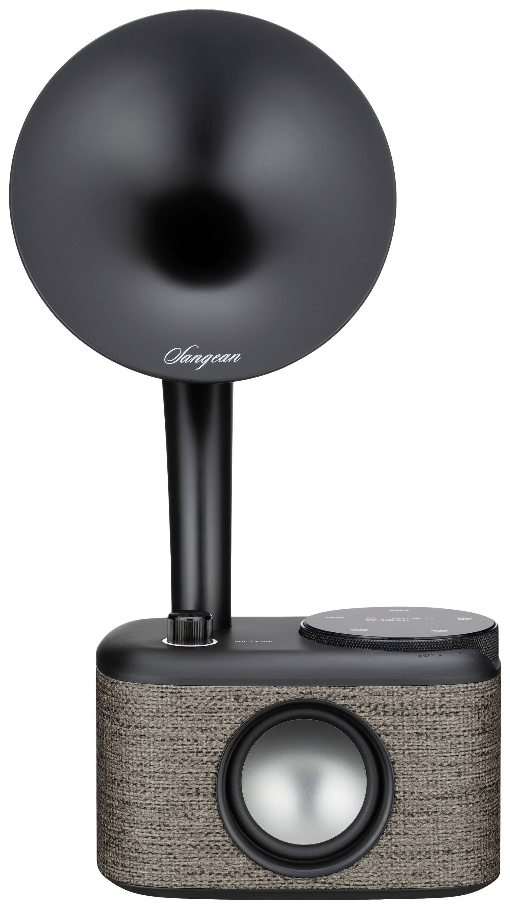 Sangean CP-100D Gramophone Tischradio DAB+, UKW AUX, Bluetooth®, USB Touchscreen, wiederaufladbar Grau