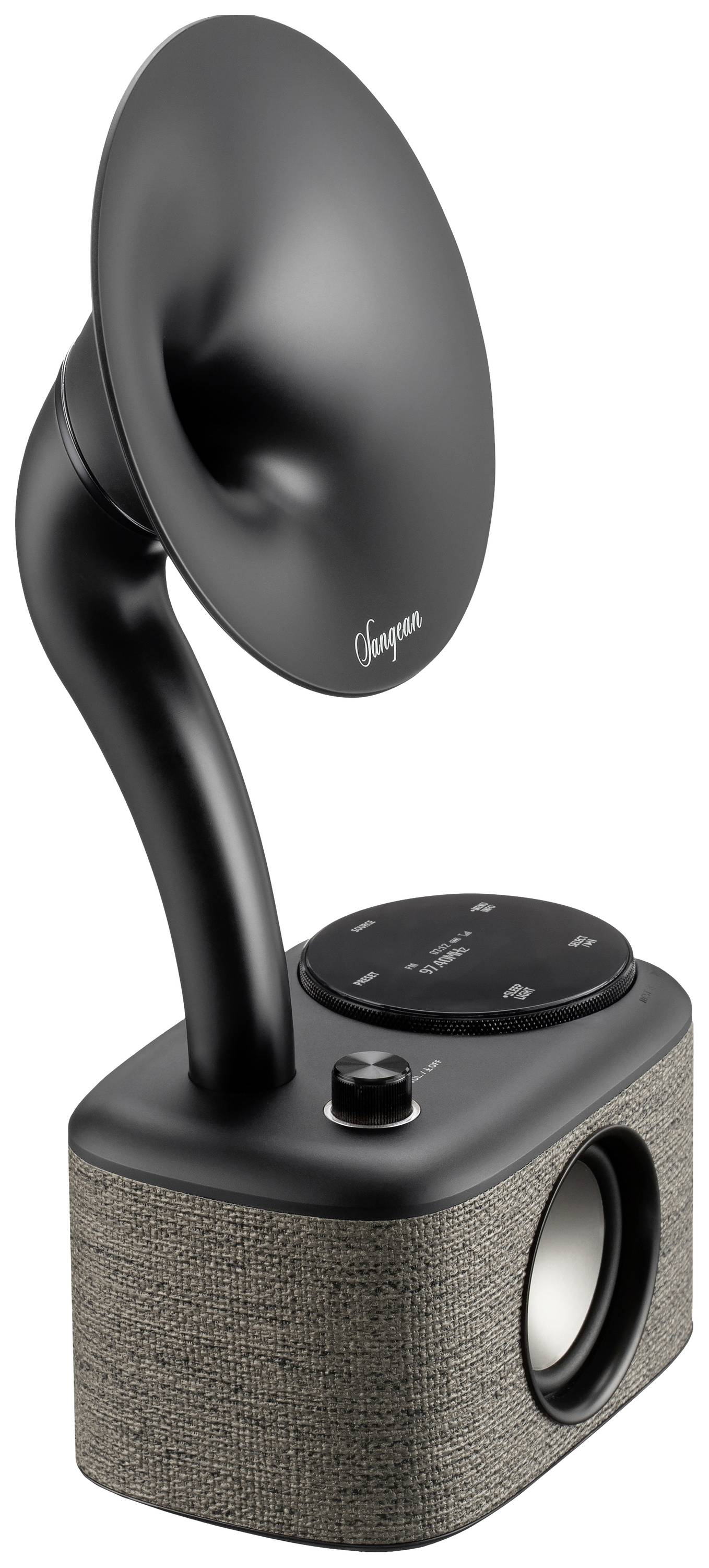 Sangean CP-100D Gramophone Tischradio DAB+, UKW AUX, Bluetooth®, USB Touchscreen, wiederaufladbar Grau