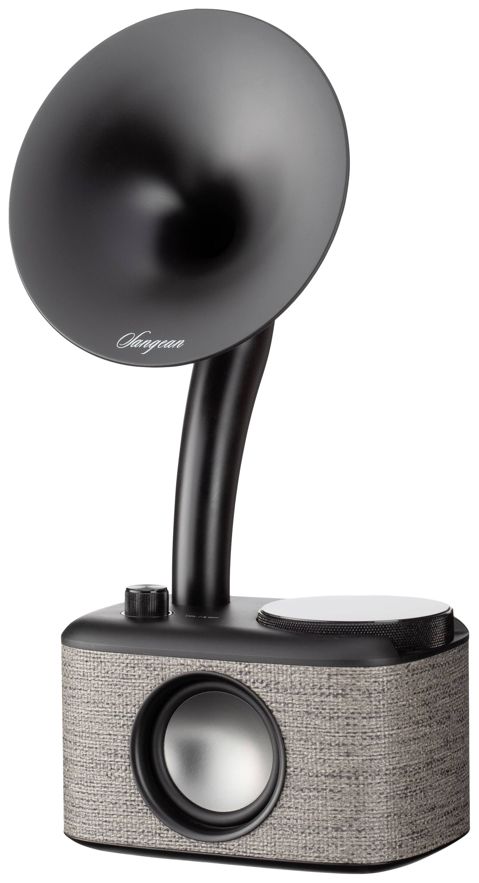 Sangean CP-100D Gramophone Tischradio DAB+, UKW AUX, Bluetooth®, USB Touchscreen, wiederaufladbar Grau
